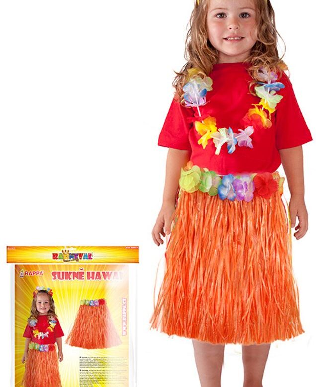 Sukně Hawaii dětská 45 cm oranžová